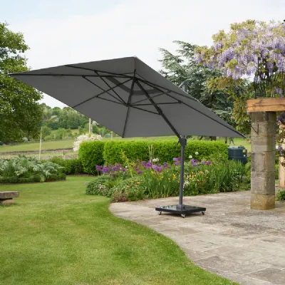 Grey Rectangular 3.5 x 2.6m Outdoor Cantilever Parasol