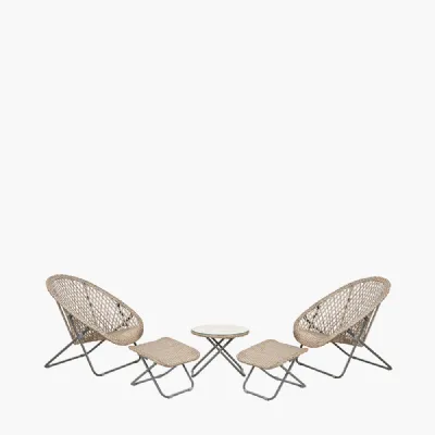 Tobs Outdoor Grey Foldable Loungers and Footstools Set