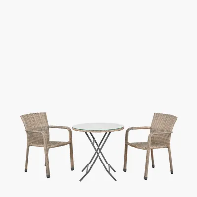 Tobs Outdoor Grey Synthetic Rattan Stackable Bistro Set