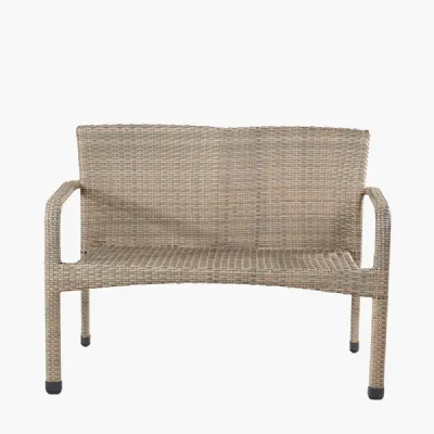 Tobs Outdoor Grey Synthetic Rattan Stacking Bench