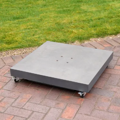Grey Ceramic Effect Wheeled Parasol Base 90kg