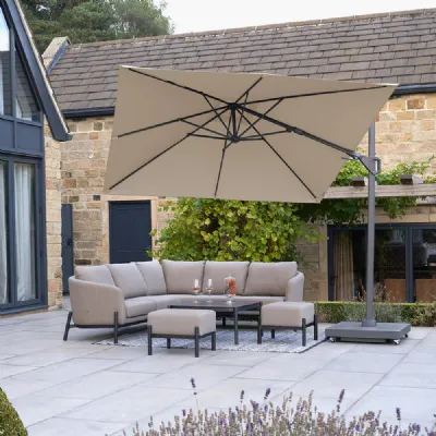 Champagne Polyester 2.7m Square Outdoor Cantilever Parasol