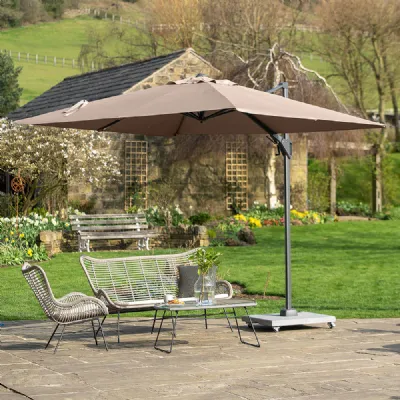 Taupe Fabric 2.7m Square Outdoor Cantilever Parasol
