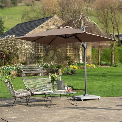 Taupe 360 Degree Outdoor Garden Cantilever Parasol 3m x 2m