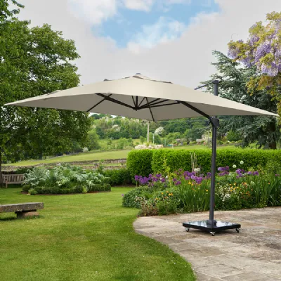 Champagne Rectangular Garden 3.5 x 2.6m Cantilever Parasol