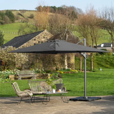 Grey 3.5 x 2.6m Rectangular Outdoor Cantilever Parasol