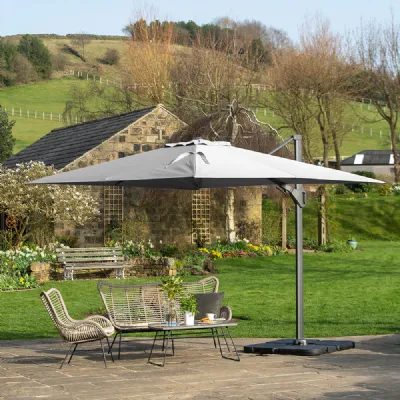 Light Grey 3.5 x 2.6m Rectangular Outdoor Cantilever Parasol