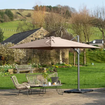 Taupe 3.5 x 2.6m Rectangular Outdoor Cantilever Parasol
