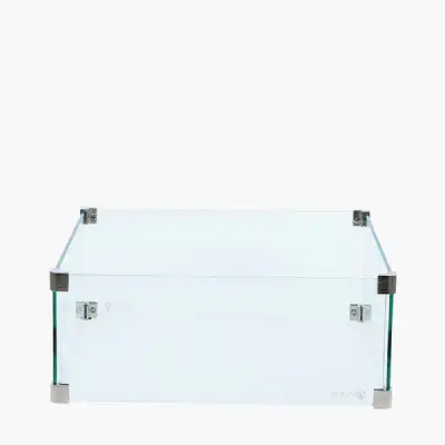 Transparent Large Square Glass Set for Garden Fire Pit