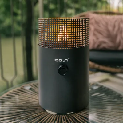 Charcoal Grey Metal Portable Outdoor Gas Fire Lantern