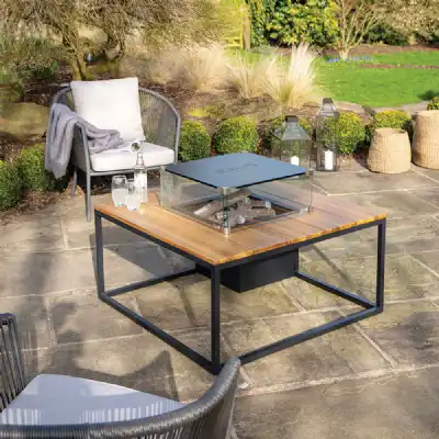 Black Metal Garden Square 100cm Fire Pit Table