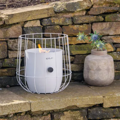 White Metal Outdoor Round Basket Lantern