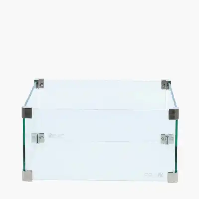 Transparent Medium Square Glass Set for Garden Fire Pit