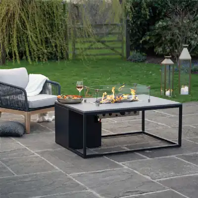 Black and Grey Metal Garden Rectangular 120cm Fire Pit Table