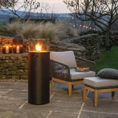 Black Metal Floor Standing 106cm Outdoor Lantern Pillar