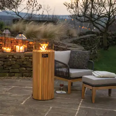 Natural Finish Wooden Floor Standing 106cm Lantern Pillar