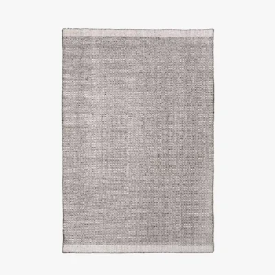 Indoor Outdoor Graphite and White Basket Weave Design Rug