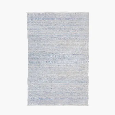 Indoor Outdoor Aqua Blue and White Inca Design Rug
