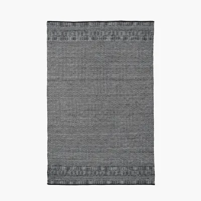 Indoor Outdoor Black and White Inca Design Rug