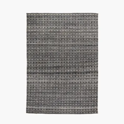 Indoor Outdoor Grey Double Stitch Design Rug