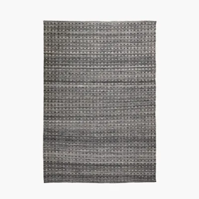 Indoor Outdoor Grey Double Stitch Design Rug Large