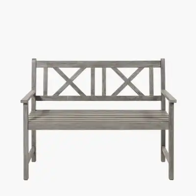 Antique Grey 3 Seater Acacia Wood Bench
