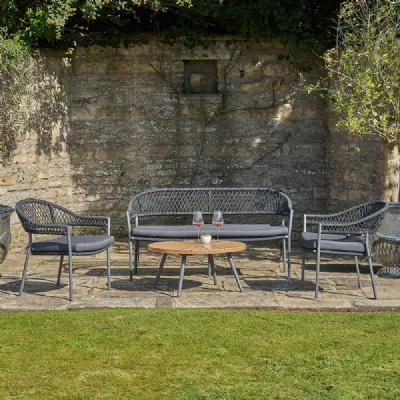 Black Rope Weave 4 Seater Lounge Set with Bistro Table