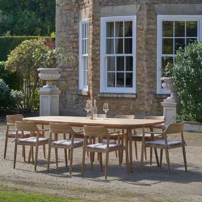 Outdoor 8 Seater Teak Dining Set with Season Proof Cushions