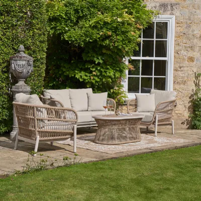 Natural Weave Outdoor Lounging Seating Set 4 Seater