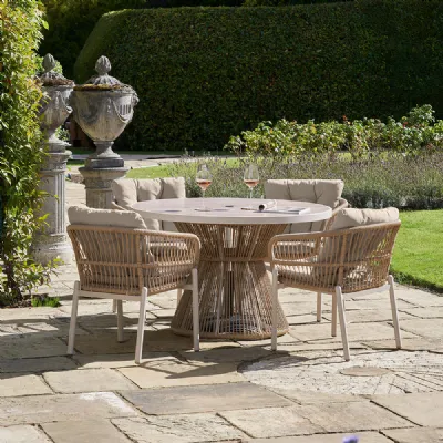 Natural Rope Weave Outdoor 4 Seater Garden Dining Set
