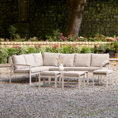 Putty Fabric Outdoor Corner Sofa Set with Coffee Table