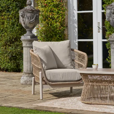 Natural Core Weave Outdoor Armchair with Light Putty Cushion