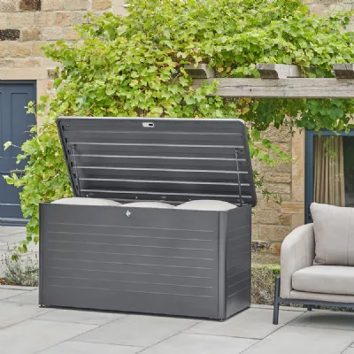 Grey Steel Large Garden Cushion Storage Box