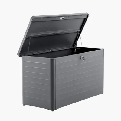 Grey Steel Small Garden Cushion Storage Box