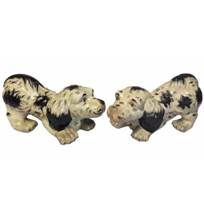Set of 2 Staffordshire Black & White Dogs 36cm