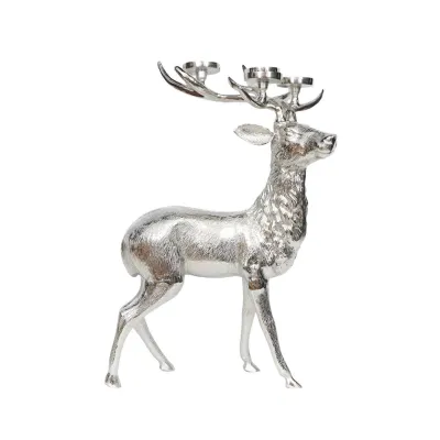 Medium Silver Deer Candlelight Holder with Antler Design 80cm