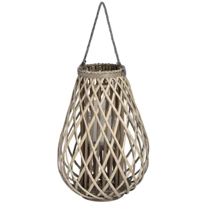 Large Wicker Bulbous Lantern
