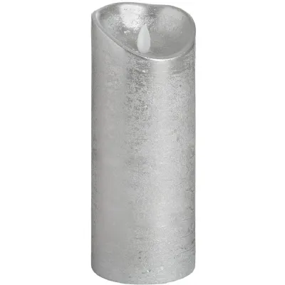 Luxe Collection 3.5 x 9 Silver Flicker LED Candle