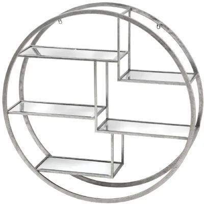 Large Circular Silver Wall Hanging Multi Shelf