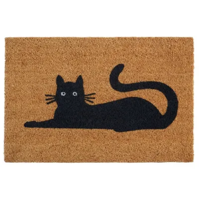 Relaxed Black Cat Doormat