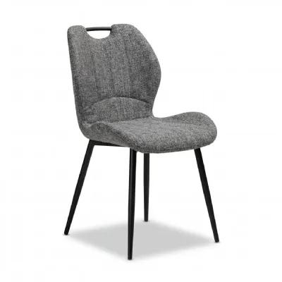 Graphite Fabric Dining Chair with Handle and Metal Legs