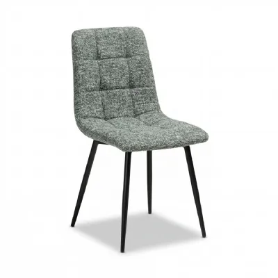 Dark Grey Fabric Panel Stitched Dining Chair with Metal Legs