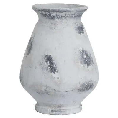 Distressed White Vase for Faux Foliage