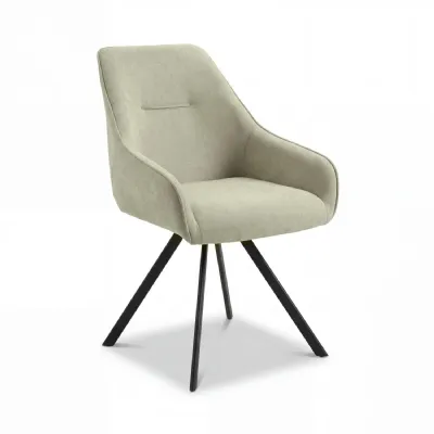 Dark Oatmeal Fabric Swivel Dining Chair Black Legs