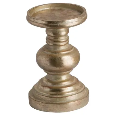 Antique Brass Effect Squat Candle Holder