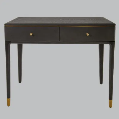 Dark Grey Wooden 2 Drawer Dressing Table with Brass Detail