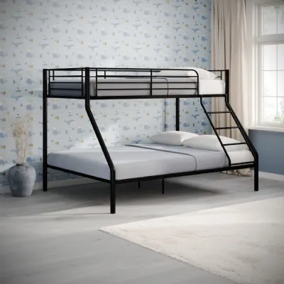 3ft Top and 4ft6in Bottom Sleeper Bunk Bed Black Framed