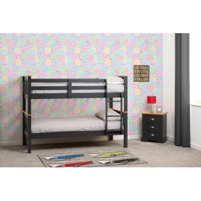 Dark Grey and Oak Effect 3ft Single 90cm Kids Bunk Bed