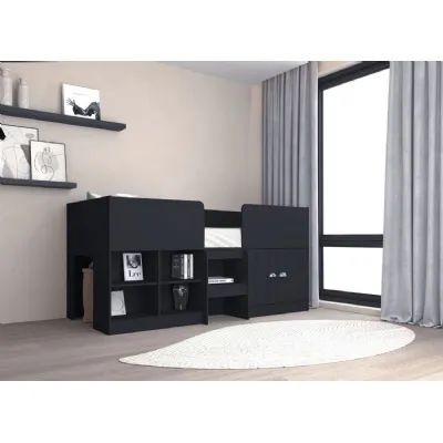 Dark Grey 4ft6in Double 135cm Low Sleeper Bed with Storage