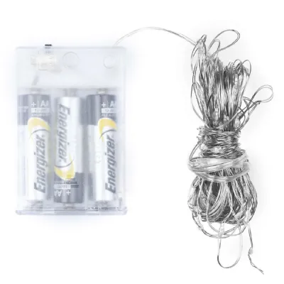 100 LED Battery Micro Lights Silver Wire 10m